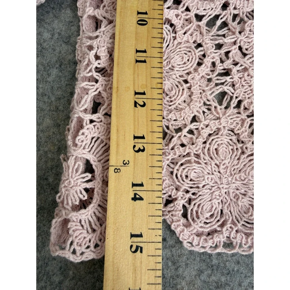 Zara Crochet Floral Lace Long Sleeve Crop Top Womens S Pink Fairy Boho Cottage